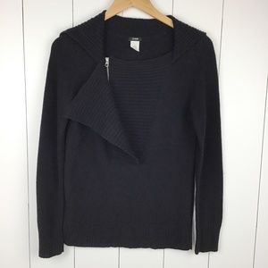 J.Crew S Moto Zip Neck Sweater Black Cashmere